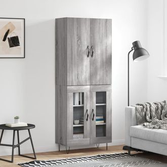 vidaXL Aparador Alto Madera Contrachapada Gris Sonoma 69,5x34x180 Cm Vidaxl