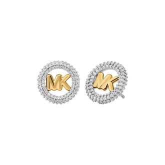 Michael Kors Pendientes de bot&oacute;n peque&ntilde;os con logo y pav&eacute; - Accessories - Mujer - Gris - ONE SIZE