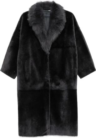 Liska shearling-collar coat - Grey