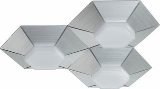 Wofi Leuchten Plafoniera dimmerabile tramite interruttore a parete Plafoniera led soggiorno, alluminio spazzolato, 15W 1200lm bianco caldo, LxH 40x8,5 cm Wofi