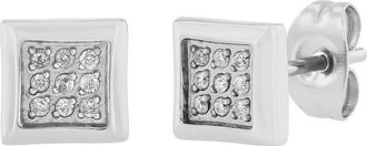Robert Alton 1/10CTW Stainless Steel Square Earring