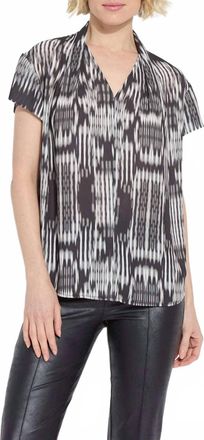 Lyss&eacute; Katya Folded Neck Short Sleeve Top In Text Harmony