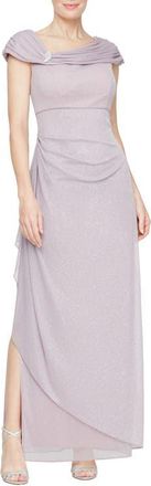 Alex Evenings Embellished L-Neck Gown in Mauve at Nordstrom, Size 14P