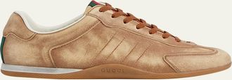 Gucci Mens Shift Washed-Effect Suede Low-Top Sneakers