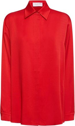Michael Kors Charmeuse Boyfriend Blouse - Dames - Overhemden - Rood - 3XS - Overhemden