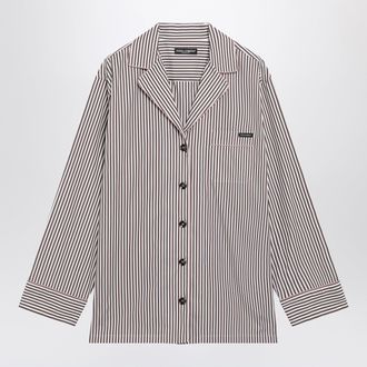 Dolce & Gabbana Brown striped cotton shirt with revere collar