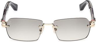 Christian Louboutin 56mm Rectangular Sunglasses in Gold /Bilayer Black /Crystal at Nordstrom