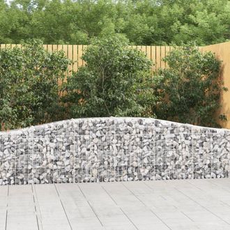 Berkfield Home Arched Gabion Baskets 2 pcs 400x30x60/80 cm Galvanised Iron in Silver