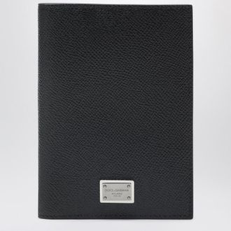 Dolce & Gabbana Black passport holder with logo plaque