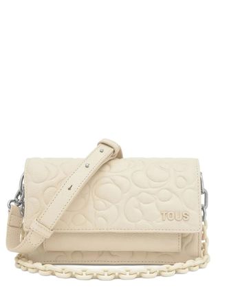 Tous embossed-pattern chain bag - White