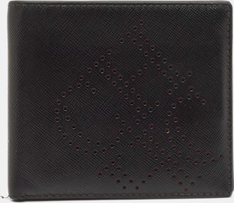 Carolina Herrera Black Leather Perforated Logo Bifold Wallet