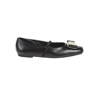 Ferragamo Ballerinas, female, Black, Size: 5 1/2 US Vara Plate Ballet Flat