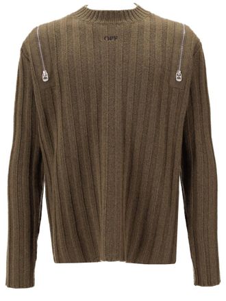 Off-white Brown Crew Neck Sweaters