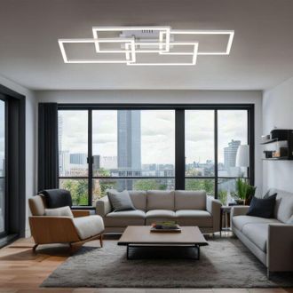 ETC Shop Plafoniera dimmerabile tramite interruttore Lampada led da soggiorno di design, alluminio argento, 1x led 36W 2200lm 3000K, LxPxH 70x34,5x9,5 cm