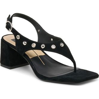Dolce Vita Yves Stud Slingback Sandal in Onyx Suede at Nordstrom, Size 6.5