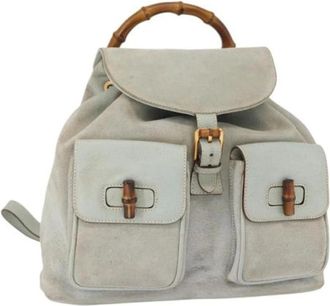 Gucci Pre-owned Backpacks, female, Blue, Size: ONE SIZE Pre-owned Suede Backpack