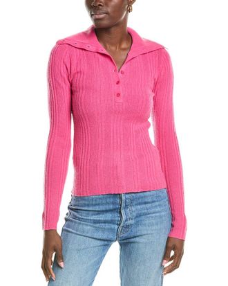 Naadam Reversible Ribbed Polo Turtleneck Wool & Cashmere-Blend Sweater