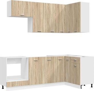 vidaXL Unidad De Cocina Lyon 8 Uds. Roble Sonoma Madera De Ingenier&iacute;a Vidaxl