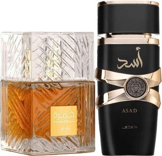 Lattafa Unisex Duo - Khamrah & Asad Eau de Parfum 100ml each. - Black - One Size