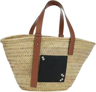 Loewe Pre-owned Tote Bags, female, Beige, Size: ONE SIZE Pre-owned Wood Tote Bag