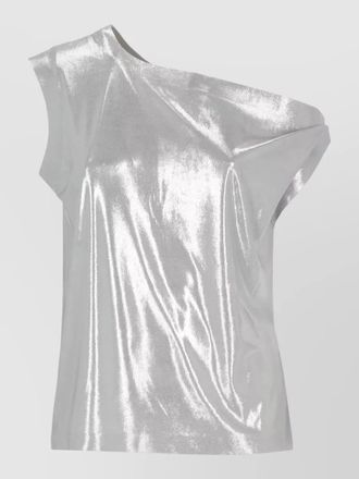 Norma Kamali one shoulder metallic draped sleeveless top