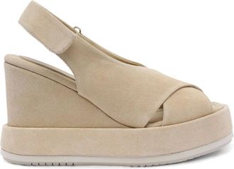 Paloma Barceló Sandali in pelle scamosciata con plateau - Toni neutri