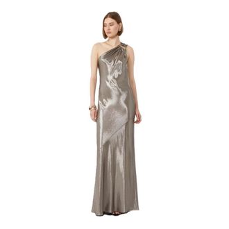 Max Mara Gowns, female, Gray, Size: S Odissea One-Shoulder Lam&eacute; Dress