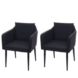 Hhg [non Utilizzato] Set 2x Poltrone Sedie Pranzo Soggiorno Lounge Hhg-734, Ecopelle Nero