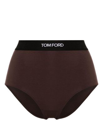 Tom Ford Slip con banda logo - Marrone