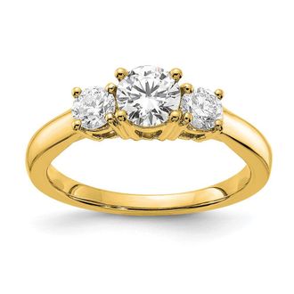 Diamond2Deal 14k Gold Lab Grown Diamond 3-Stone Band Ring 1Ct Clarity- VS Color- G-H