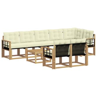 vidaXL Conjunto De Sof&aacute;s De Exterior Con Coj&iacute;n 9 Pcs Blanco Y Crema Vidaxl