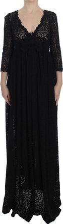 Dolce & Gabbana Kant Maxi Jurk Zwart 34 Mouwen