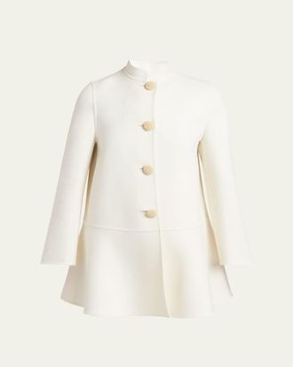 Valentino Garavani Embellished-Button Cashmere Single-Breasted Coat