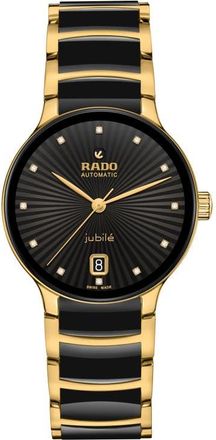 Rado Centrix Automatic Diamond Bracelet Watch, 35mm in Black/Gold at Nordstrom