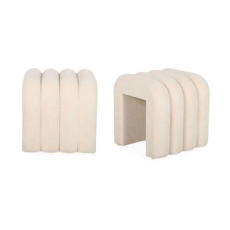 Sweeek Puff contempor&aacute;neo de tela, set de 2, beige