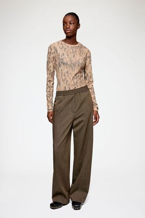 Ganni Canteen Trousers in Brown Wool Melange - Size 32 Recycled