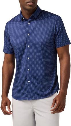 Mizzen+Main Halyard Trim Fit Dot Short Sleeve Performance Button-Up Shirt in Cobalt Dot at Nordstrom, Size Xx-Large