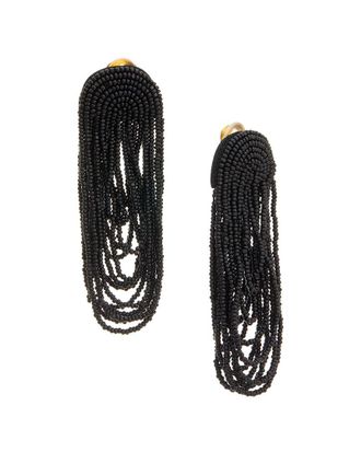 Oscar De La Renta Oscar De La Renta Beaded Double Curtain Earrings