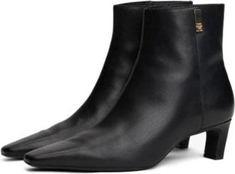 Tommy Hilfiger Schoenen, Dames, Zwart, 41 EU, Leer, TH Square Toe Kitten Bootie