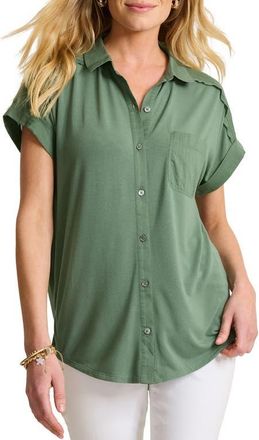 Tommy Bahama Kauai Hybrid Camp Shirt in Dark Jade at Nordstrom, Size X-Small