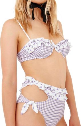 For Love & Lemons Boardwalk Bikini Top In White/purple