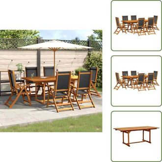 vidaXL Tavolo in legno - vidaXL Set Pranzo da Giardino 7pz Legno Massello di Acacia e Textilene - Sedie in legno