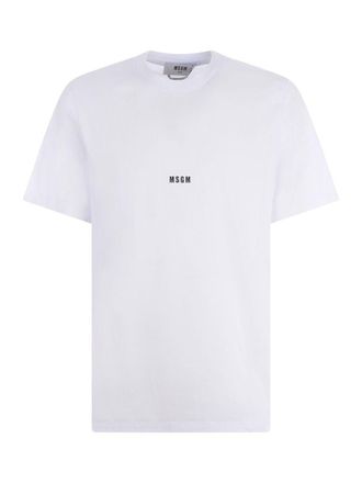 Msgm Cotton T-Shirt With Front Printed Logo