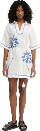 Twinset Linnenmix Mini Shirtjurk - Dames - Korte kleedjes - Beige - S - Linnen - Kleedjes