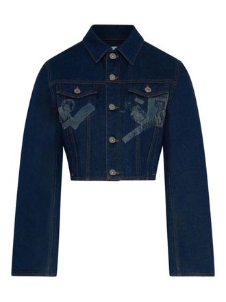 Jean Paul Gaultier trompe loeil cropped denim jacket - Blauw