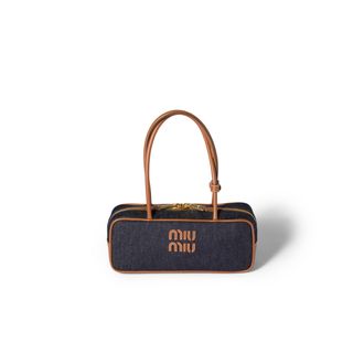 Miu Miu Beau Denim Bag, Woman, Blue/brandy