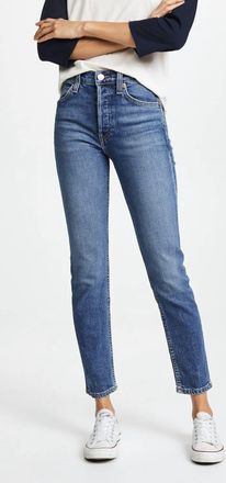 Re/Done High-Rise Comfortable Stretch Cropped Jeans In Mid 70S