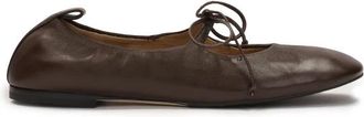 Kazar Donkerbruine ballerinas met vastgebonden teenband - Dames - Ballerinas - Bruin - 40 EU - Leer - Schoenen