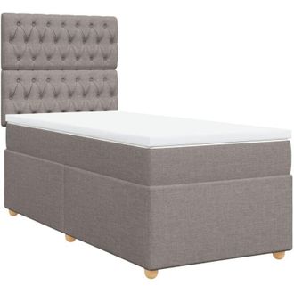 vidaXL Cama Box Spring Con Colch&oacute;n Tela Gris Taupe 90x200 Cm Vidaxl