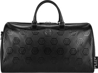 Philipp Plein Embossed Monogram Weekendtas - Heren - Weekendtassen - Zwart - ONE Size - Leer - Tassen